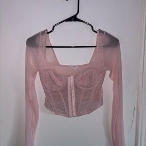 Elegant Pink Lace Corset Top